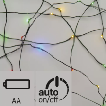 Led fényfüzér , beltéri , nano LED , 1.9 m , RGB , zöld , időzíthető , elemes , 2021