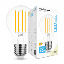 LED lámpa , égő , izzószálas hatás , filament  , E27 foglalat , A60  , 7 Watt , természetes fehér , Modee