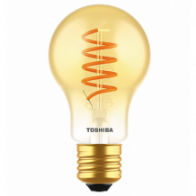 LED lámpa , égő , izzószálás hatás , filament , E27 foglalat , 4.5 Watt , meleg fehér , TOSHIBA , 5 év garancia