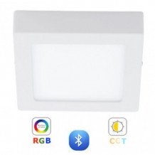 RGB-CCT LED panel , 12W , falon kívüli , négyzet , dimmelhető , színes , állítható fehér színárnyalat , Bluetooth , távirányitóval , LEDISSIMO SMART, csomagolássérült